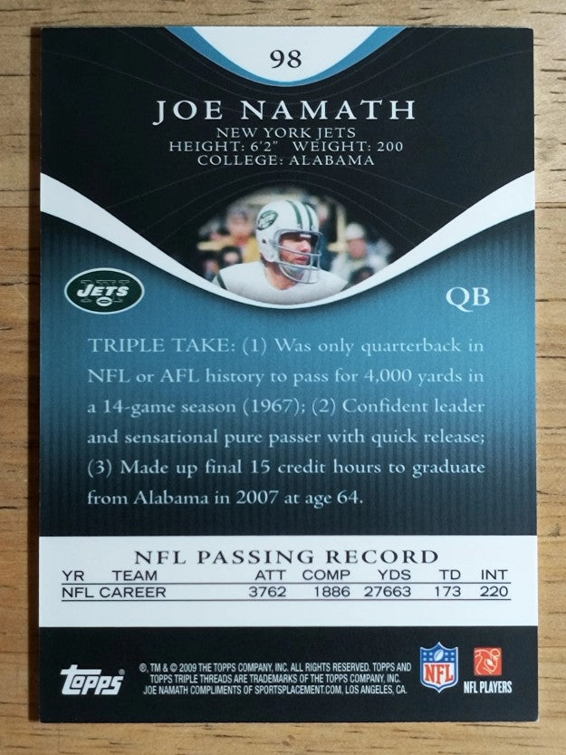 2009 Topps Triple Threads Sapphire #98 Joe Namath
