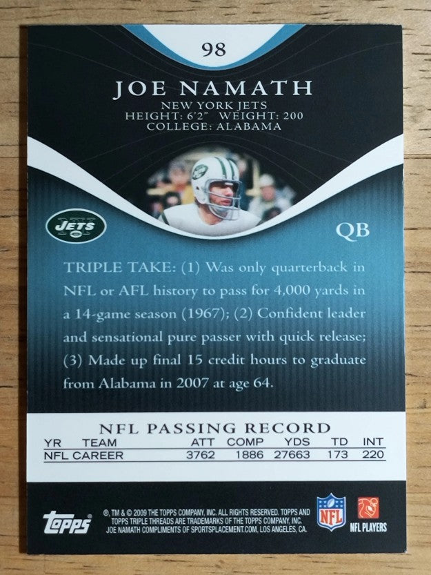 2009 Topps Triple Threads Sapphire #98 Joe Namath