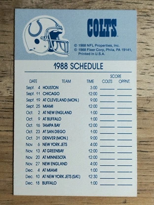 1988 Fleer Team Action Stickers #18 Indianapolis Colts Helmet/COLTS smaller font