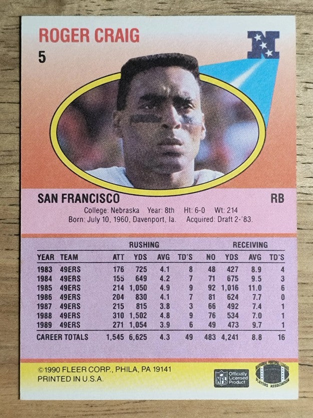 1990 Fleer #5 Roger Craig