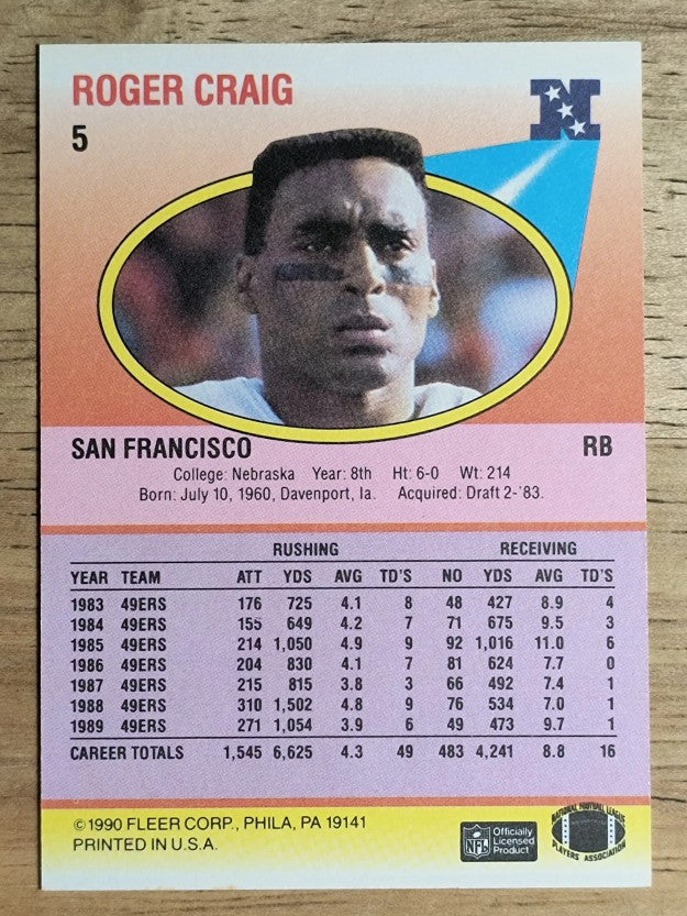 1990 Fleer #5 Roger Craig