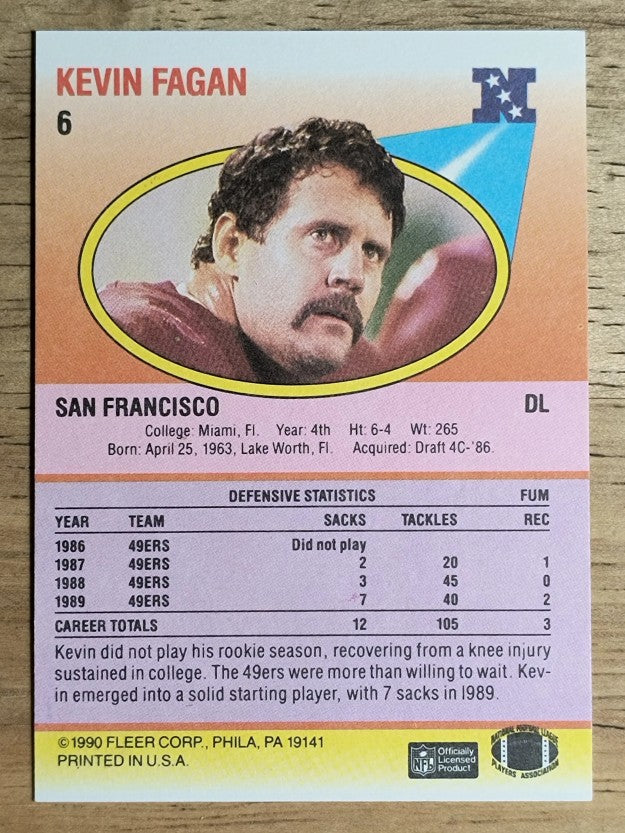 1990 Fleer #6 Kevin Fagan RC