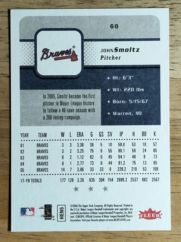 2006 Fleer #60 John Smoltz