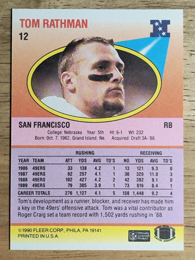 1990 Fleer #12 Tom Rathman