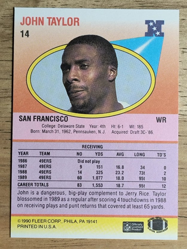 1990 Fleer #14 John Taylor