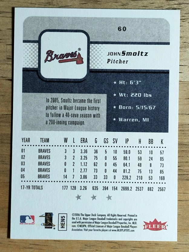 2006 Fleer #60 John Smoltz