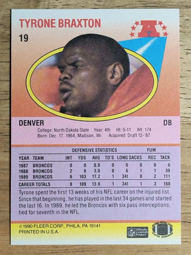 1990 Fleer #19 Tyrone Braxton