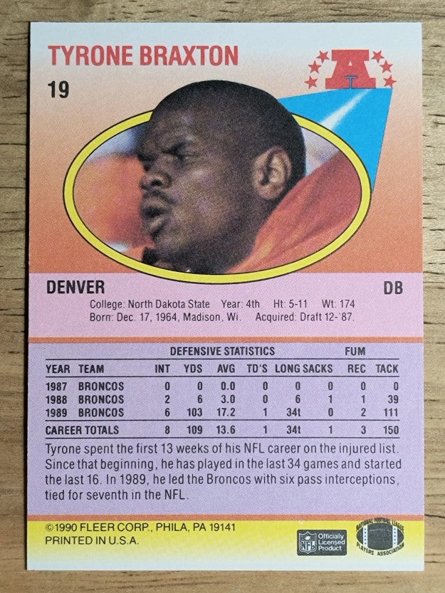 1990 Fleer #19 Tyrone Braxton