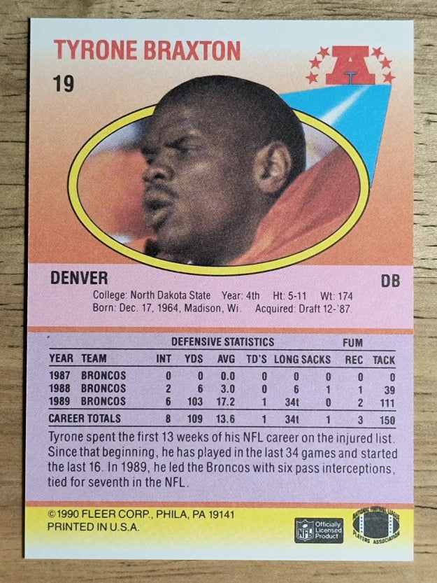 1990 Fleer #19 Tyrone Braxton