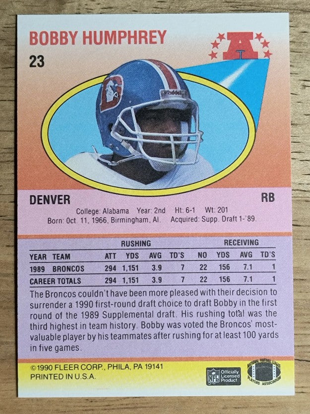 1990 Fleer #23 Bobby Humphrey