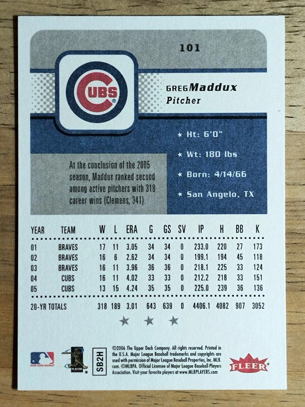 2006 Fleer #101 Greg Maddux