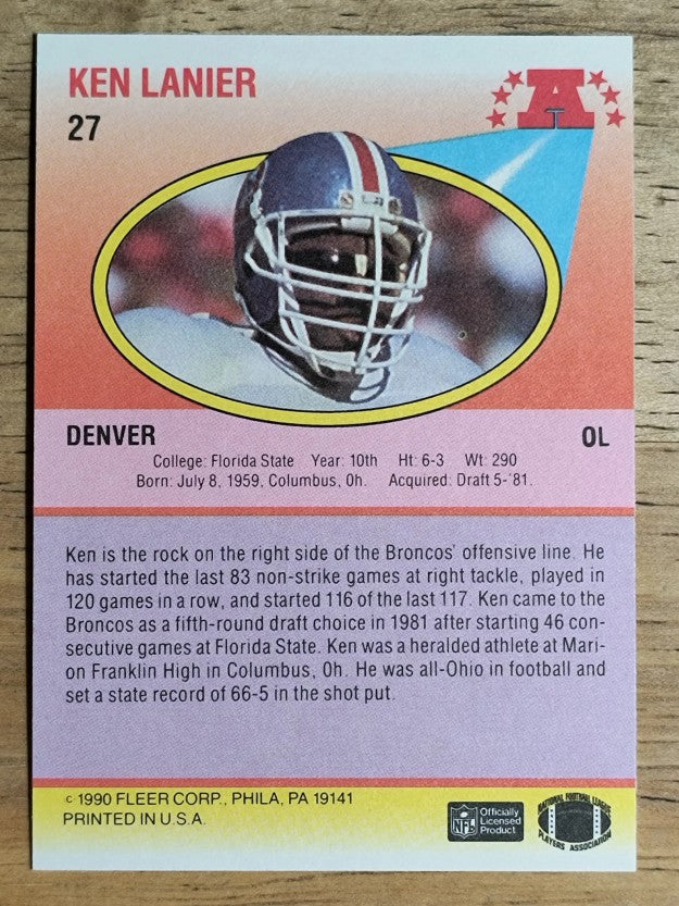 1990 Fleer #27 Ken Lanier RC