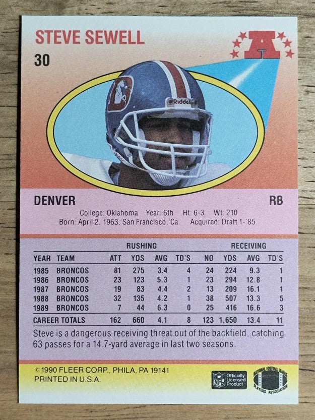 1990 Fleer #30 Steve Sewell