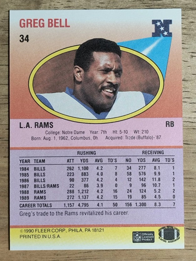 1990 Fleer #34 Greg Bell