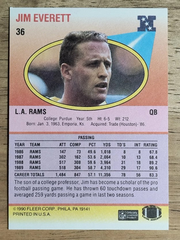 1990 Fleer #36 Jim Everett