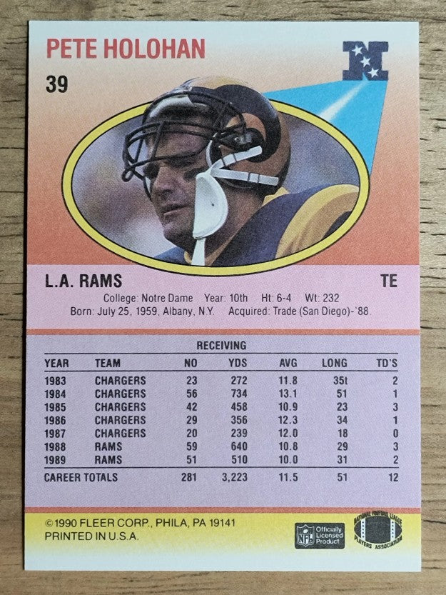1990 Fleer #39 Pete Holohan