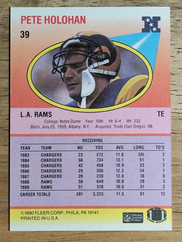 1990 Fleer #39 Pete Holohan