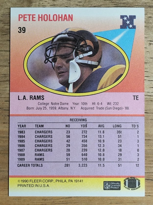 1990 Fleer #39 Pete Holohan