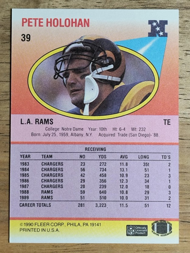 1990 Fleer #39 Pete Holohan
