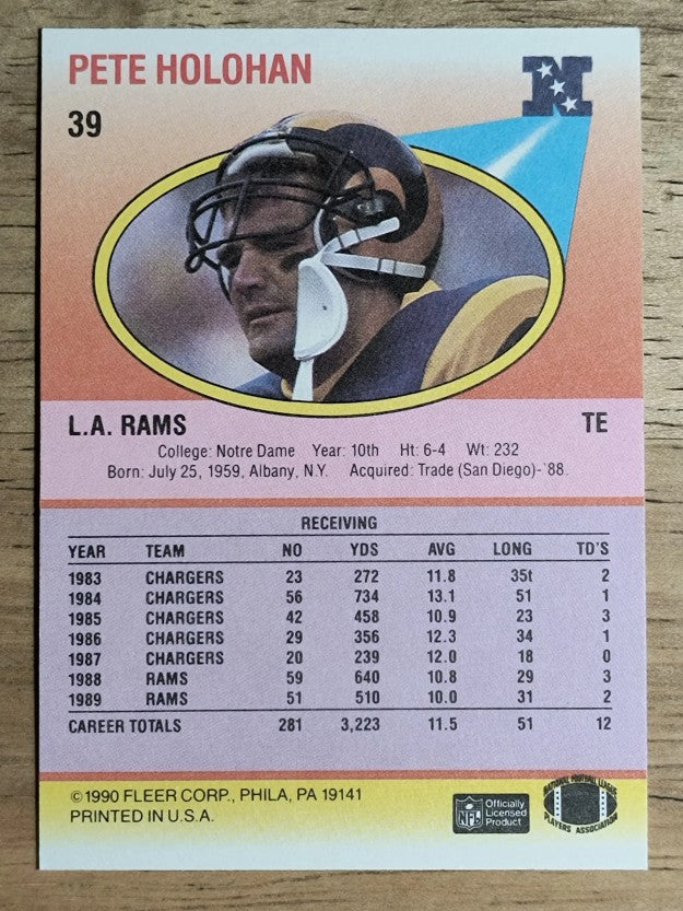 1990 Fleer #39 Pete Holohan