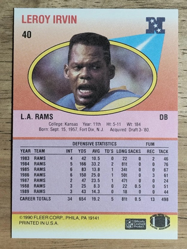 1990 Fleer #40 LeRoy Irvin