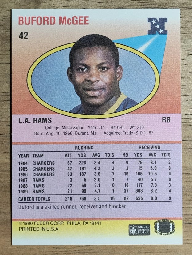 1990 Fleer #42 Buford McGee RC