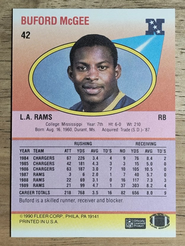 1990 Fleer #42 Buford McGee RC