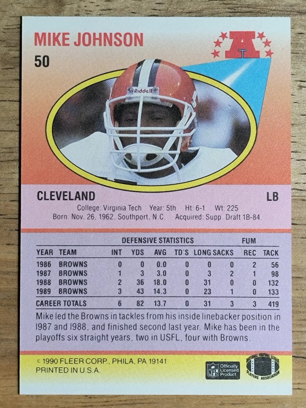1990 Fleer #50 Mike Johnson
