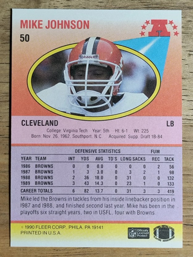 1990 Fleer #50 Mike Johnson