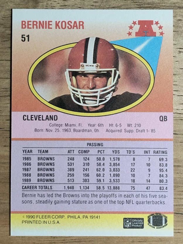 1990 Fleer #51 Bernie Kosar