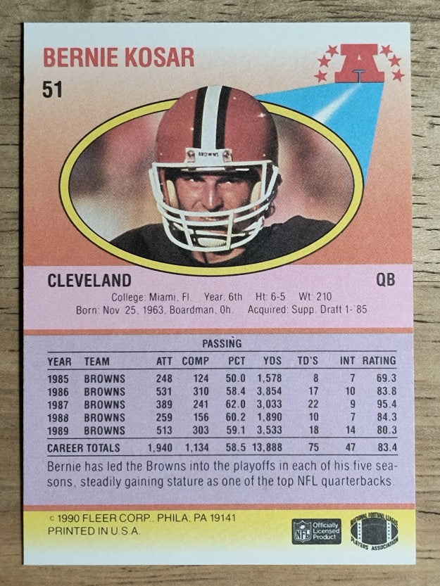 1990 Fleer #51 Bernie Kosar