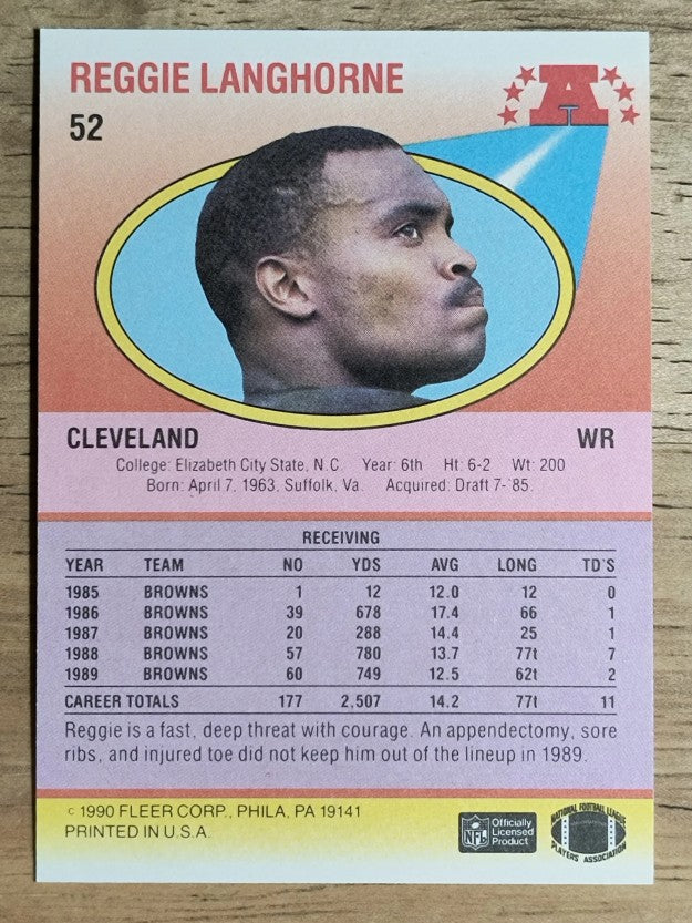 1990 Fleer #52 Reggie Langhorne