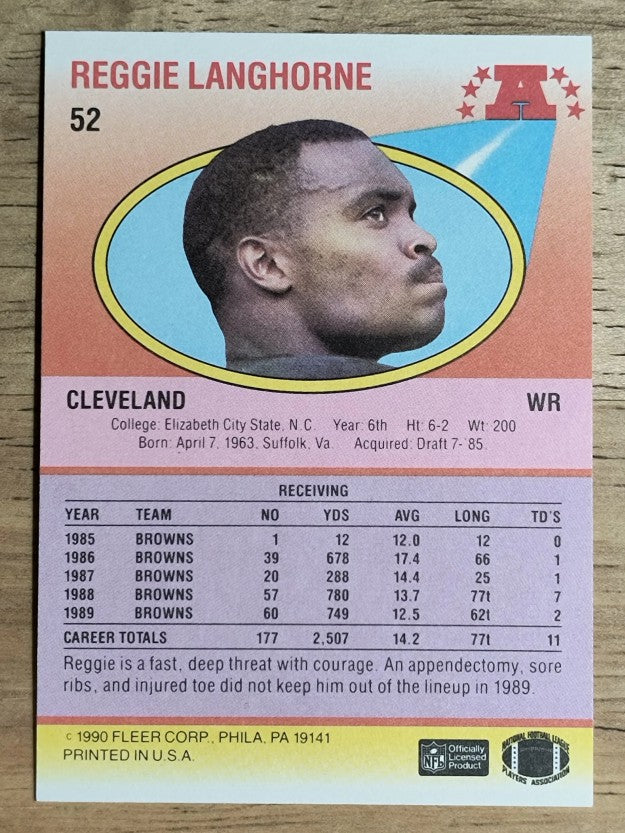 1990 Fleer #52 Reggie Langhorne