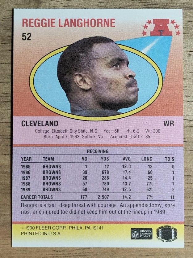 1990 Fleer #52 Reggie Langhorne