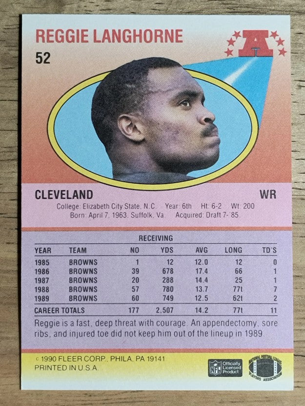 1990 Fleer #52 Reggie Langhorne