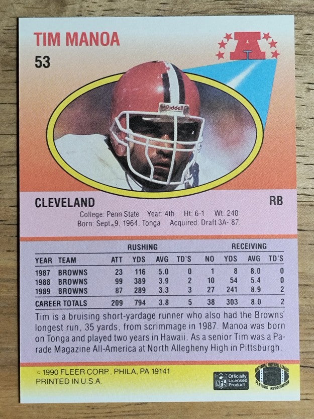 1990 Fleer #53 Tim Manoa