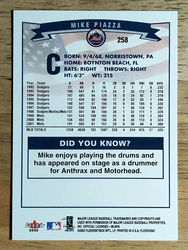2002 Fleer #258 Mike Piazza