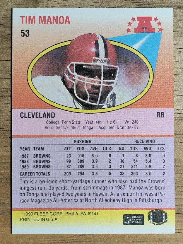 1990 Fleer #53 Tim Manoa