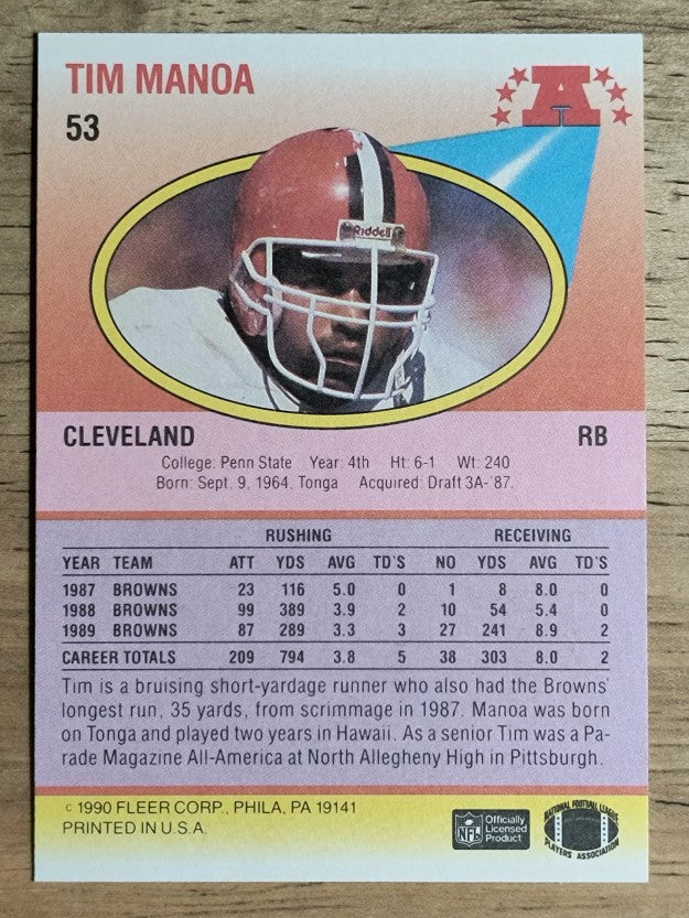 1990 Fleer #53 Tim Manoa