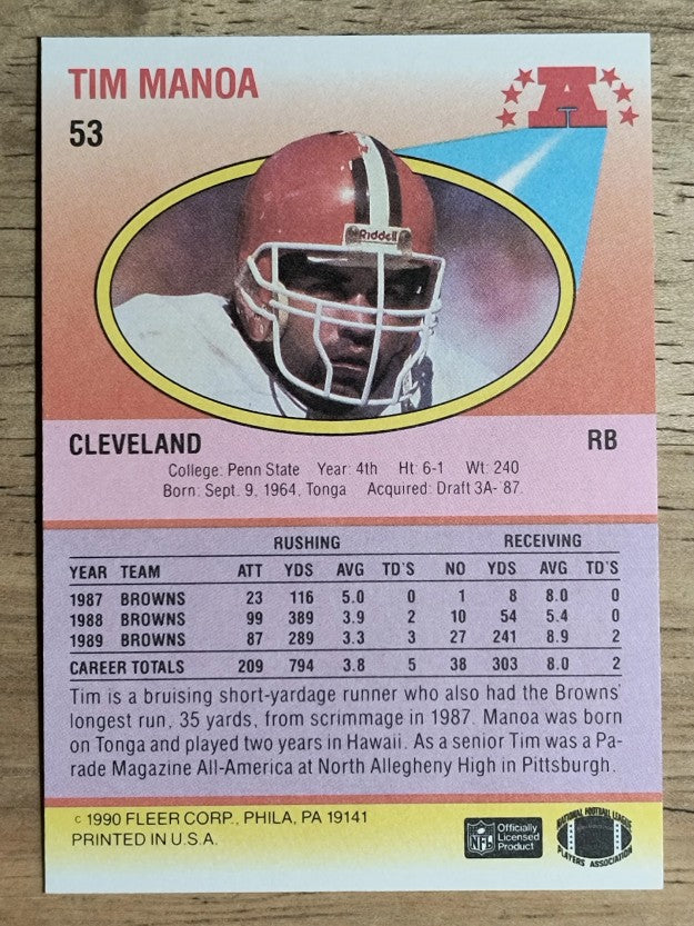 1990 Fleer #53 Tim Manoa