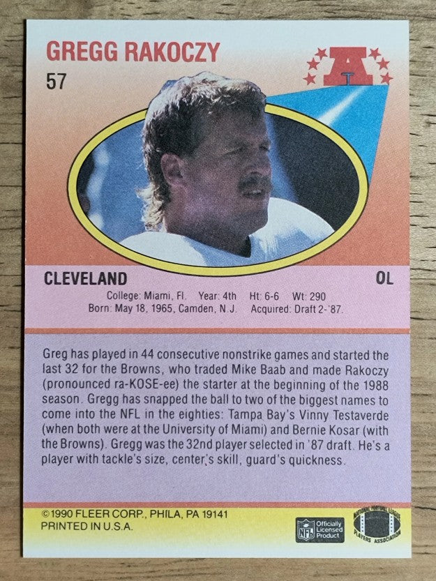 1990 Fleer #57 Gregg Rakoczy RC