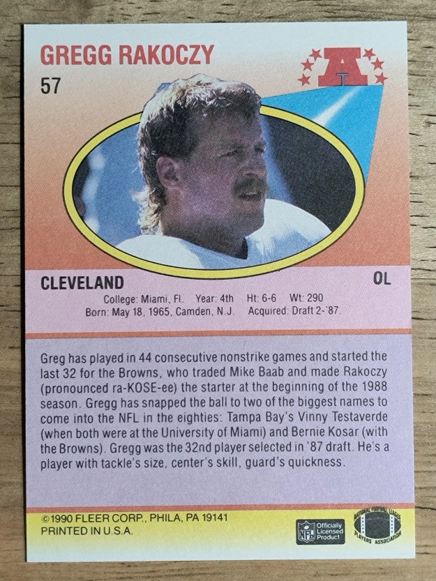 1990 Fleer #57 Gregg Rakoczy RC