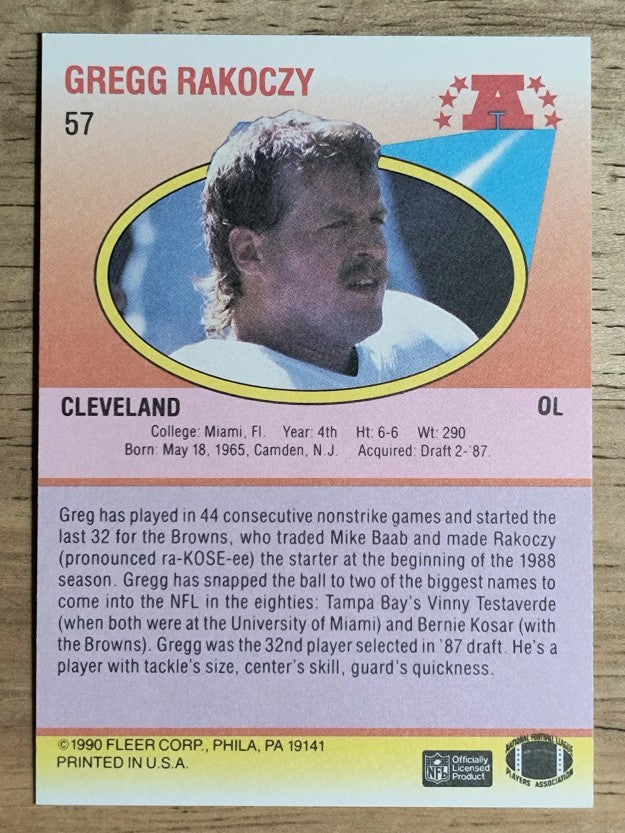 1990 Fleer #57 Gregg Rakoczy RC