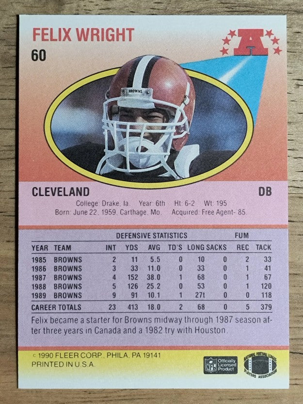 1990 Fleer #60 Felix Wright