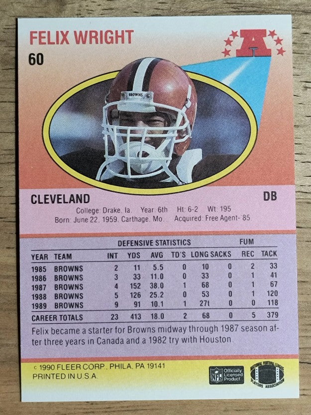 1990 Fleer #60 Felix Wright