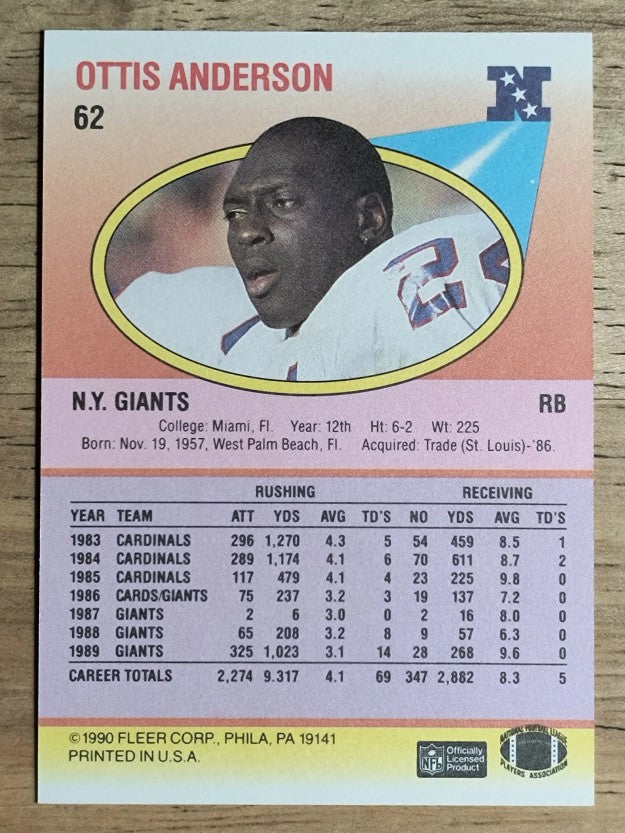 1990 Fleer #62 Ottis Anderson