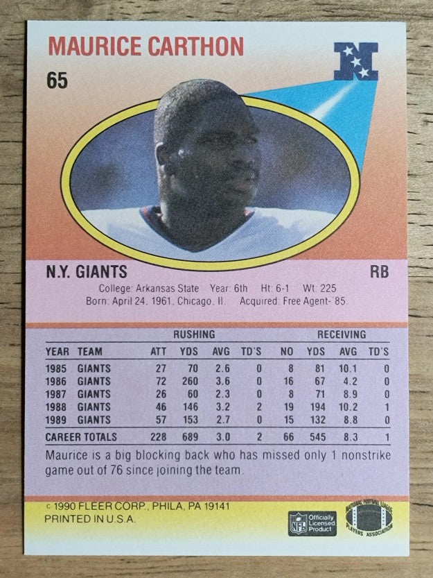 1990 Fleer #65 Maurice Carthon