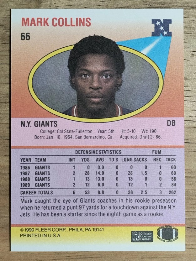 1990 Fleer #66 Mark Collins
