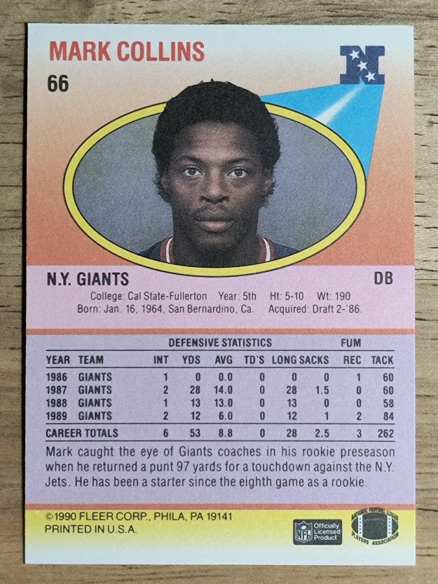 1990 Fleer #66 Mark Collins