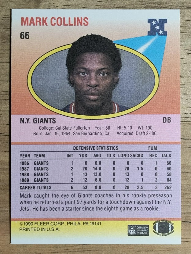 1990 Fleer #66 Mark Collins